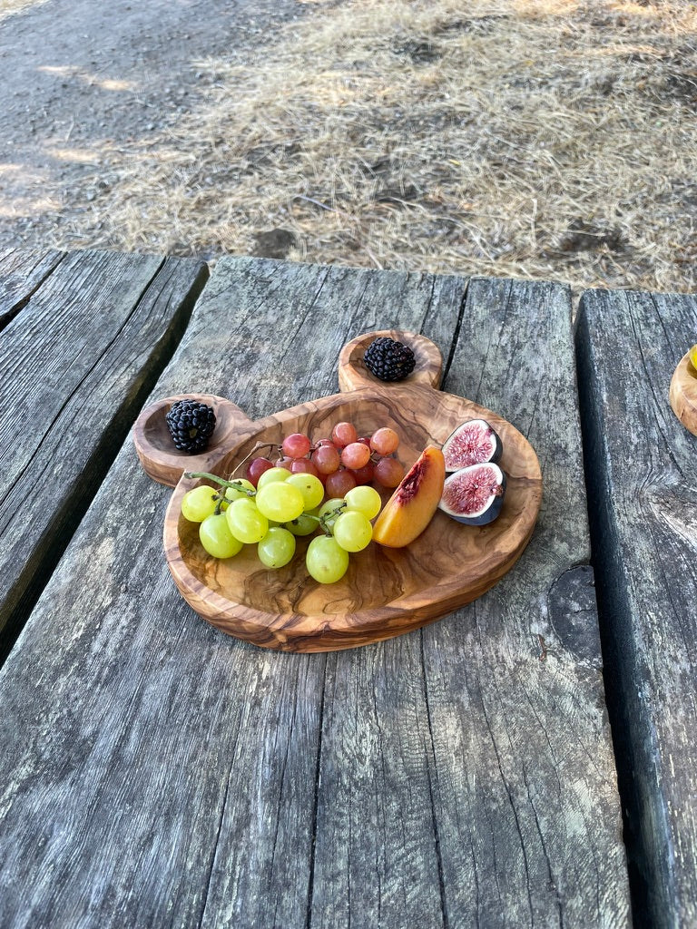 Olive Wood Bear Plate – Handmade Kids' Snack Plate