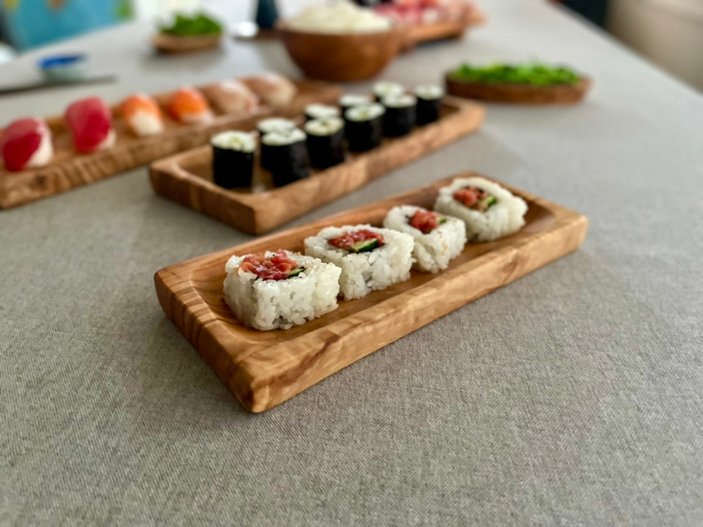 Olive Wood Serving Tray – Sushi Tray & Appetizer Platter