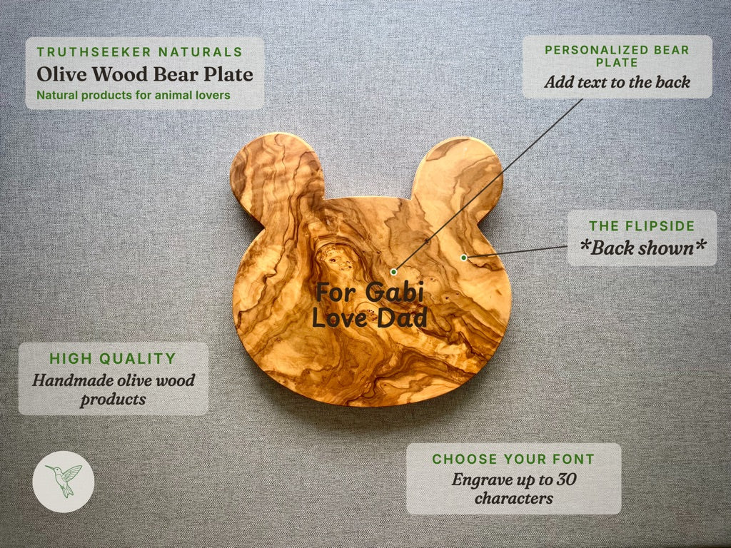 Olive Wood Bear Plate – Handmade Kids' Snack Plate