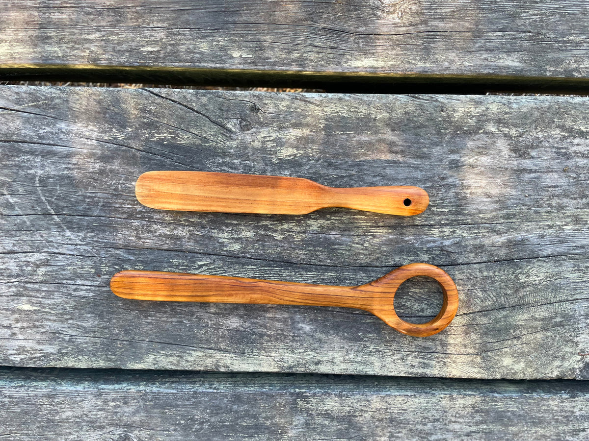 Teak Wood Sourdough Baker's Set – Spurtle & Danish Dough Whisk