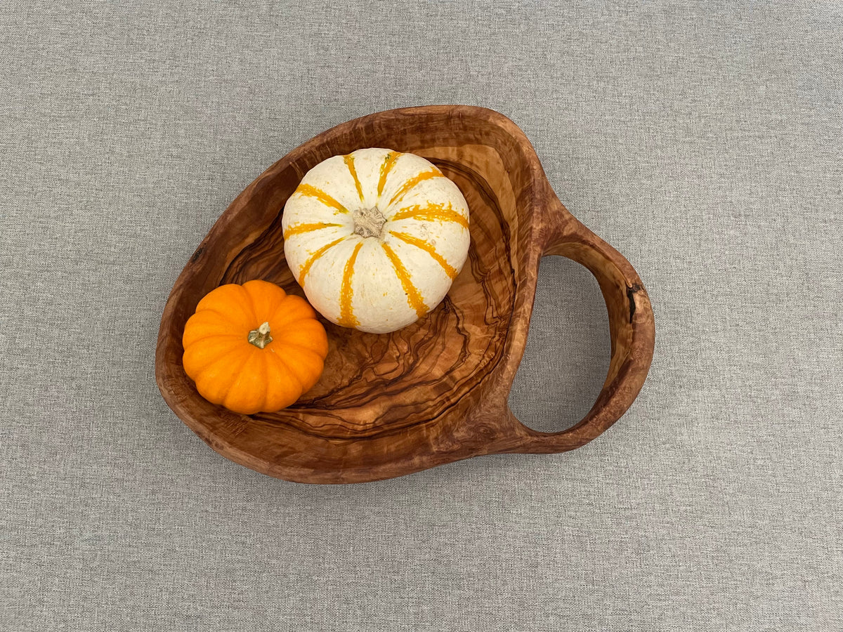 Olive Wood - One-of-a-Kind Single-Handle Bowl (28cm)