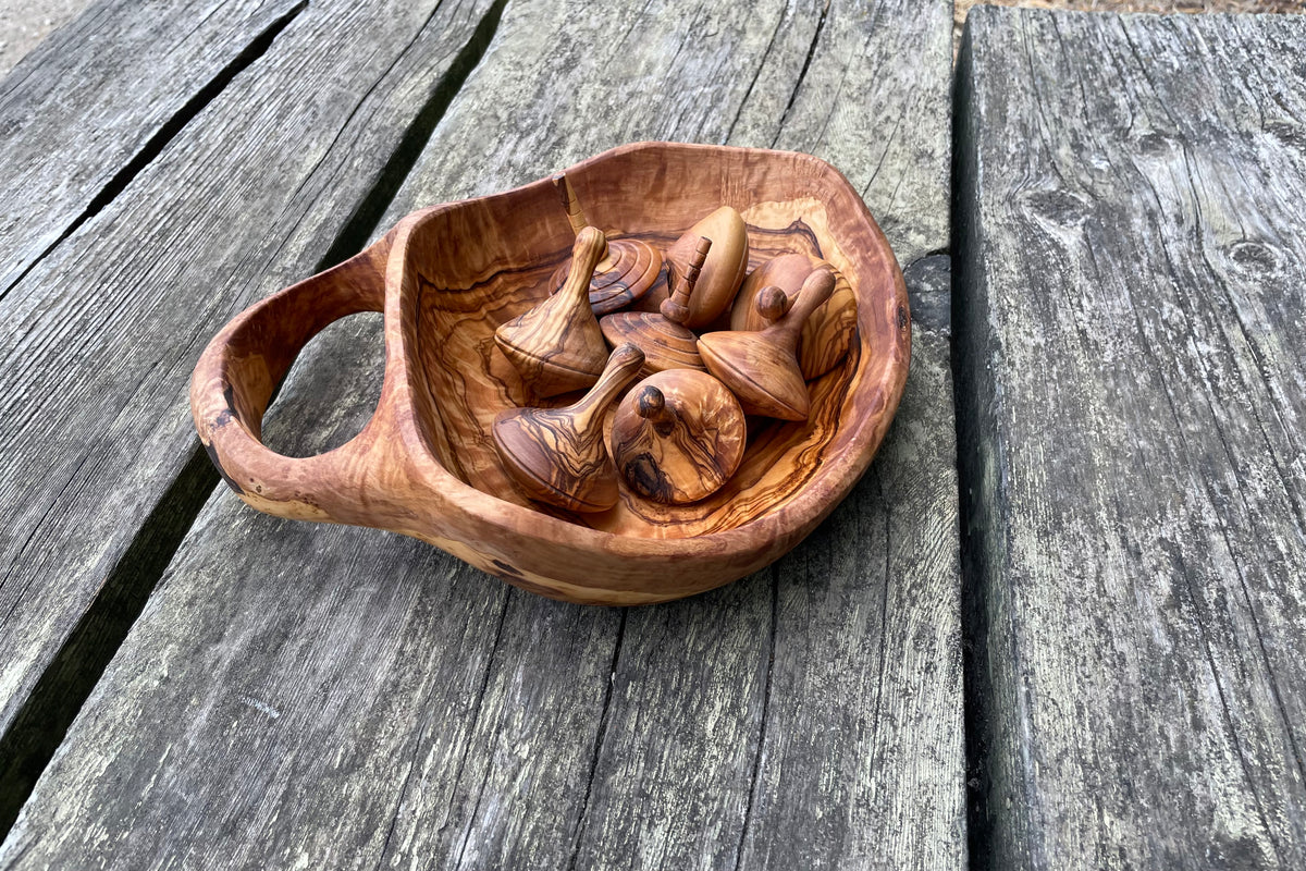 Olive Wood - One-of-a-Kind Single-Handle Bowl (28cm)