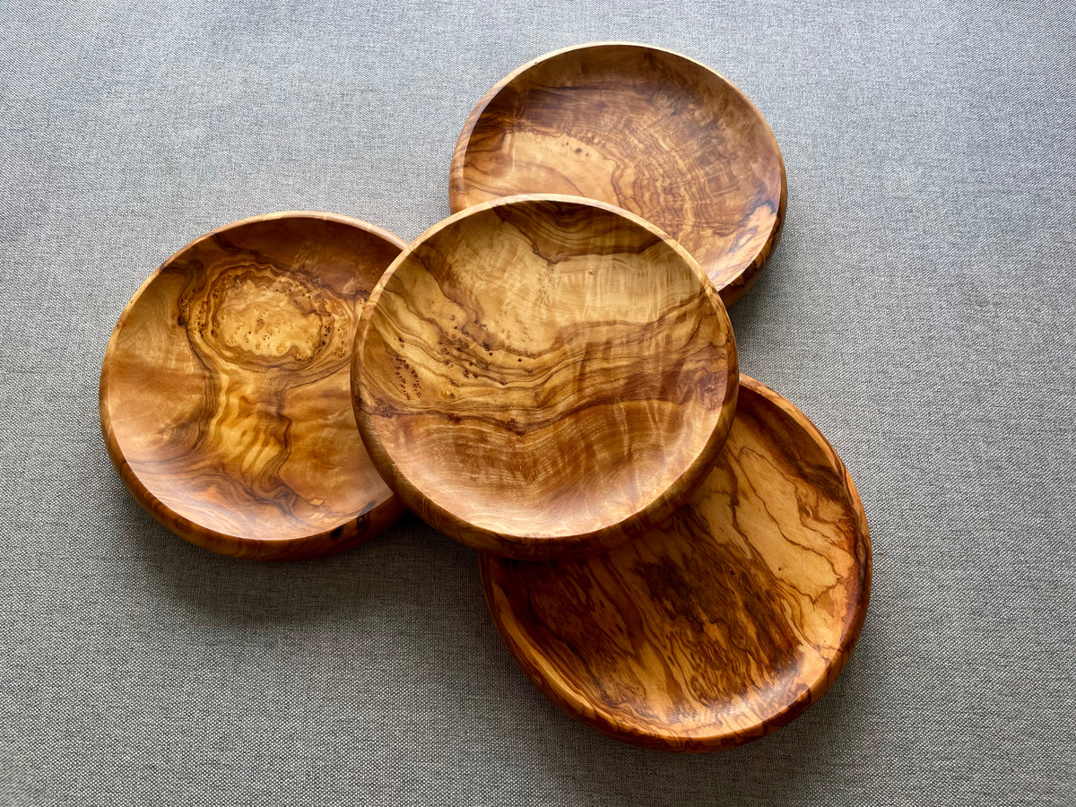 Olive Wood Multi-Use Platform For Bottles, Candles, And Spinning Tops