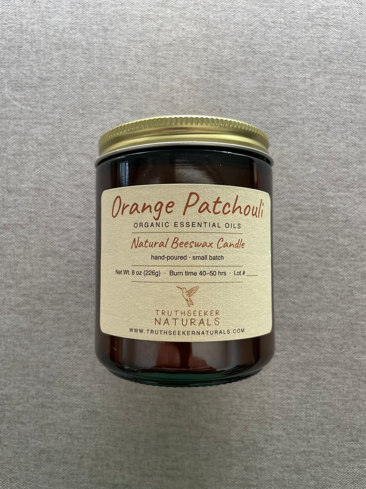 Orange Patchouli Pure Beeswax Candle (8 oz)