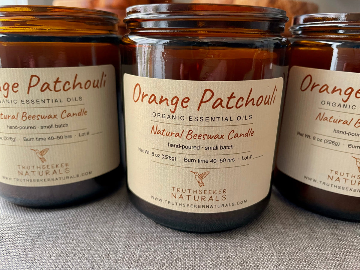 Orange Patchouli Pure Beeswax Candle (8 oz)