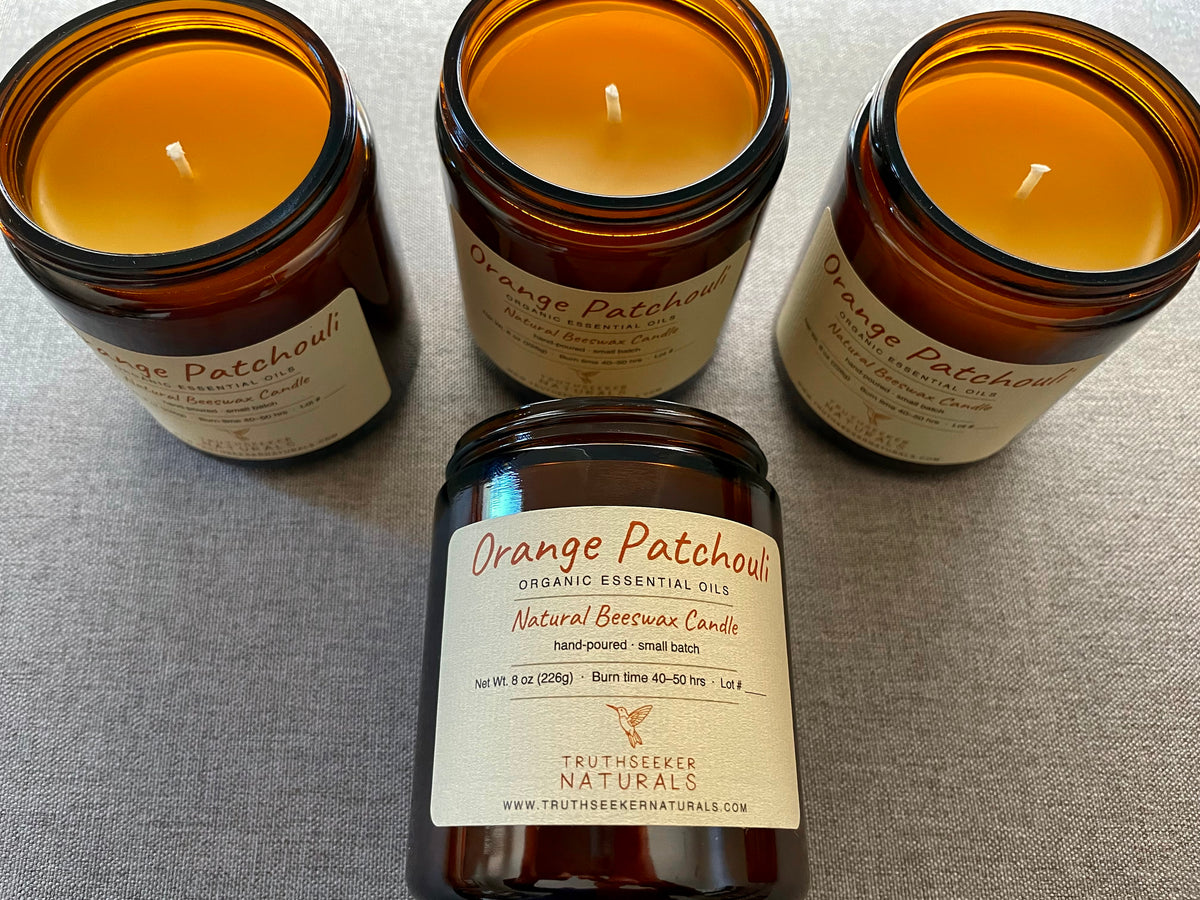 Orange Patchouli Pure Beeswax Candle (8 oz)