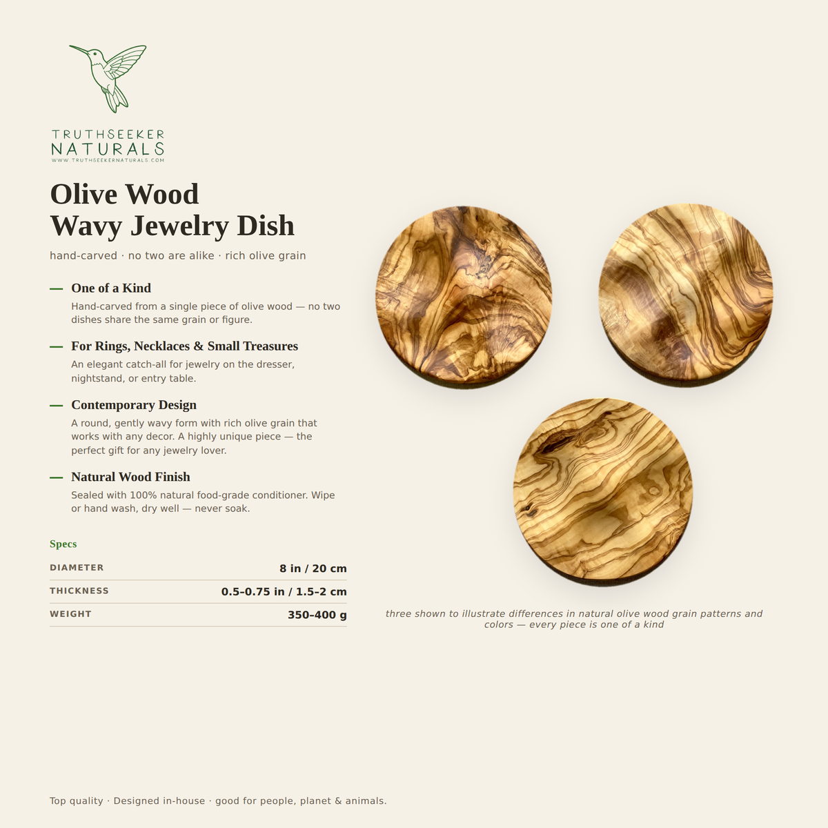 Olive Wood - Wavy Jewelry Dish