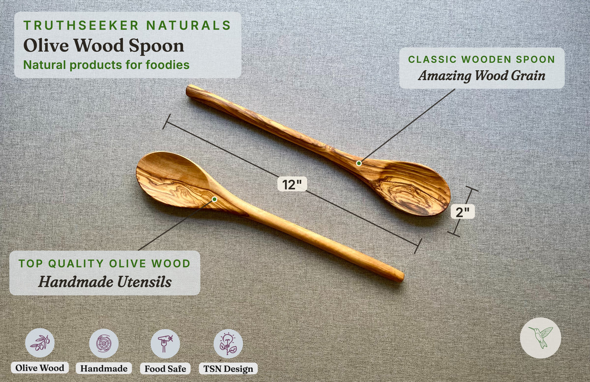 Olive Wood Cooking Spoon – Hand-Carved Wooden Kitchen Spoon