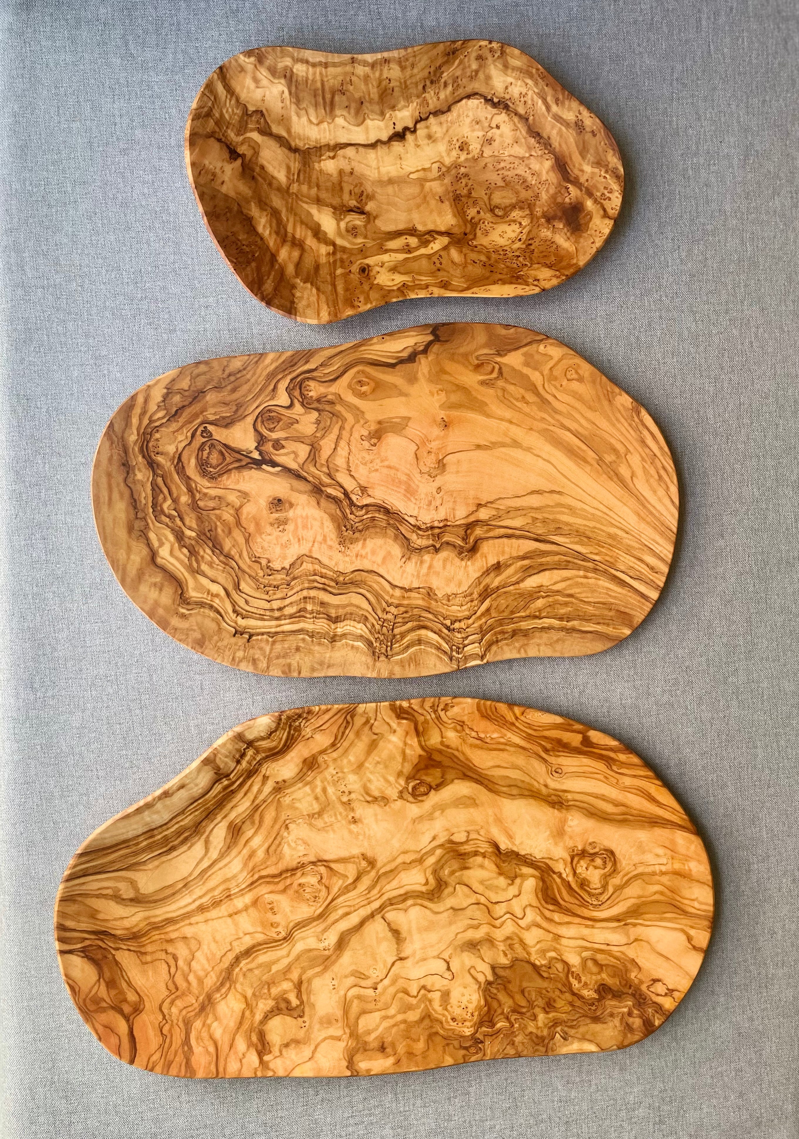 Olive Wood Serving and Charcuterie Platter Set (Set of 3)