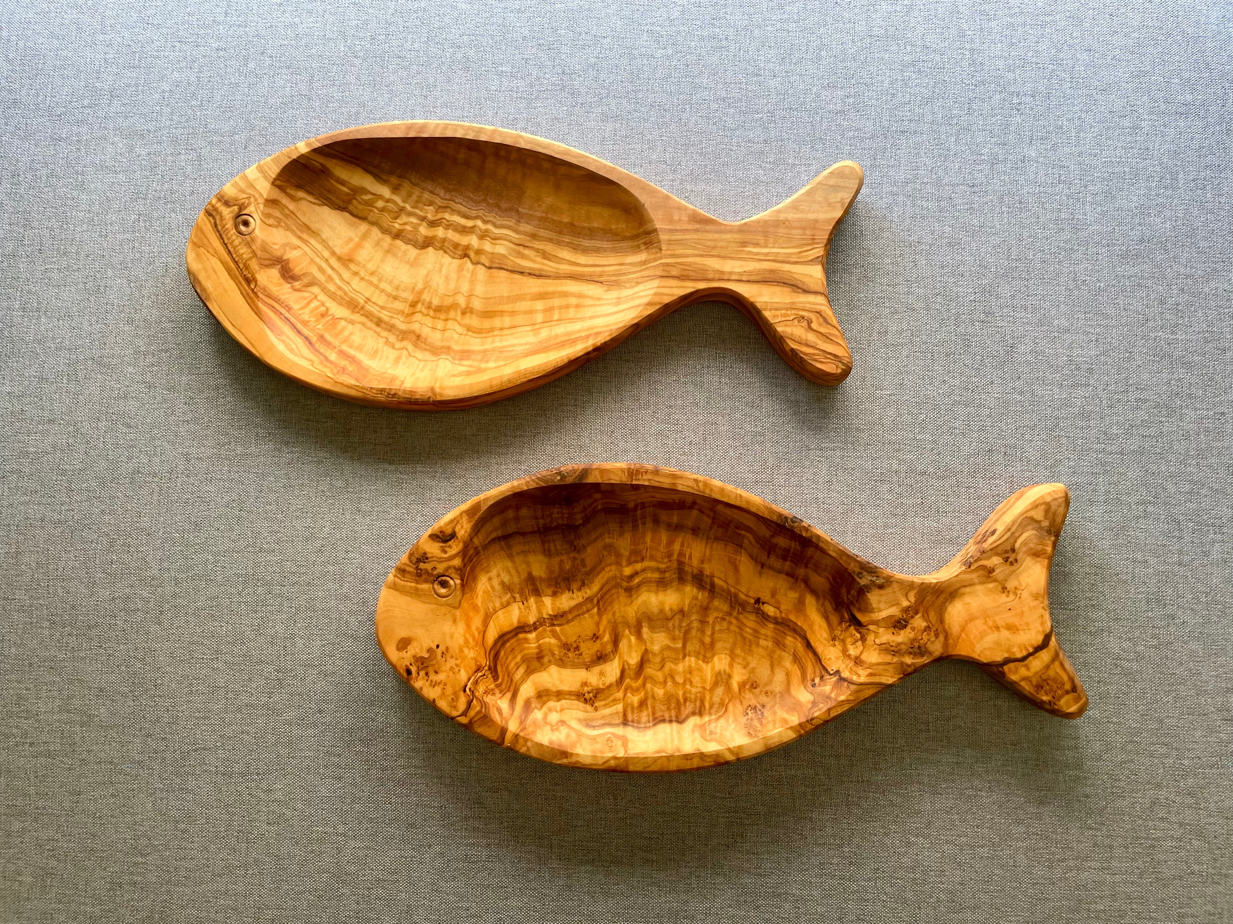 Olive Wood Fish Plate – Handmade Kids' Snack Dish