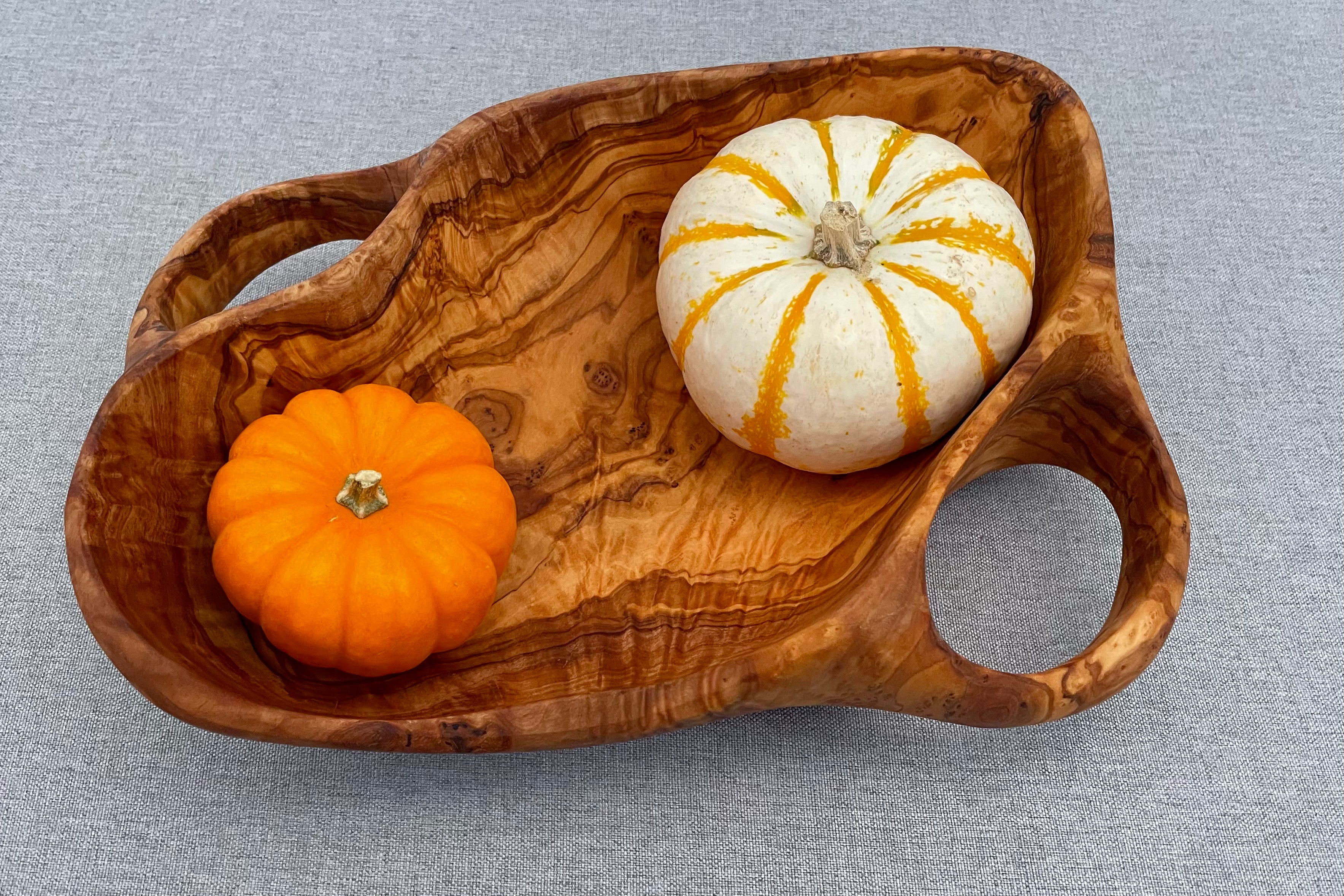 Olive Wood - One-of-a-Kind Bowl with Handles (30cm)