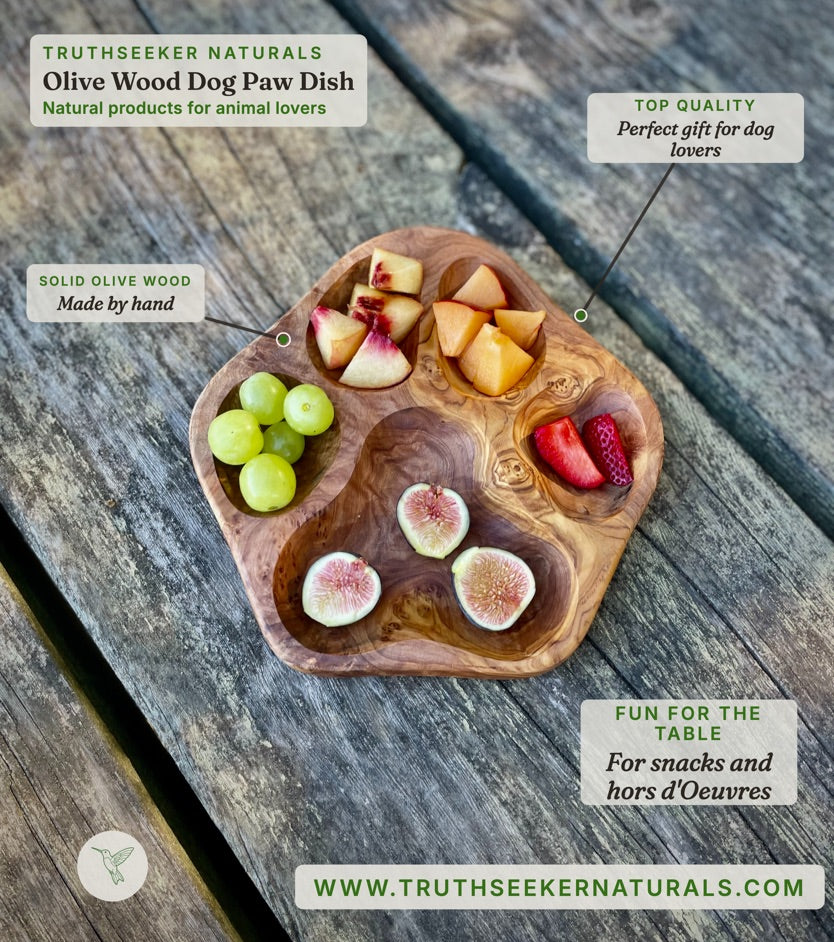 Olive Wood Dog Paw Plate – Kids' Snack Dish & Dog Lover Gift