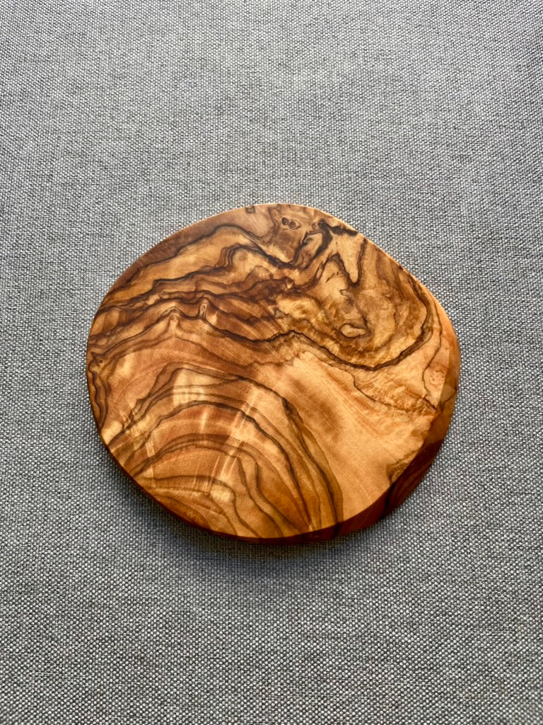 Olive Wood - Coasters, Icon Engraving (Set of 6)