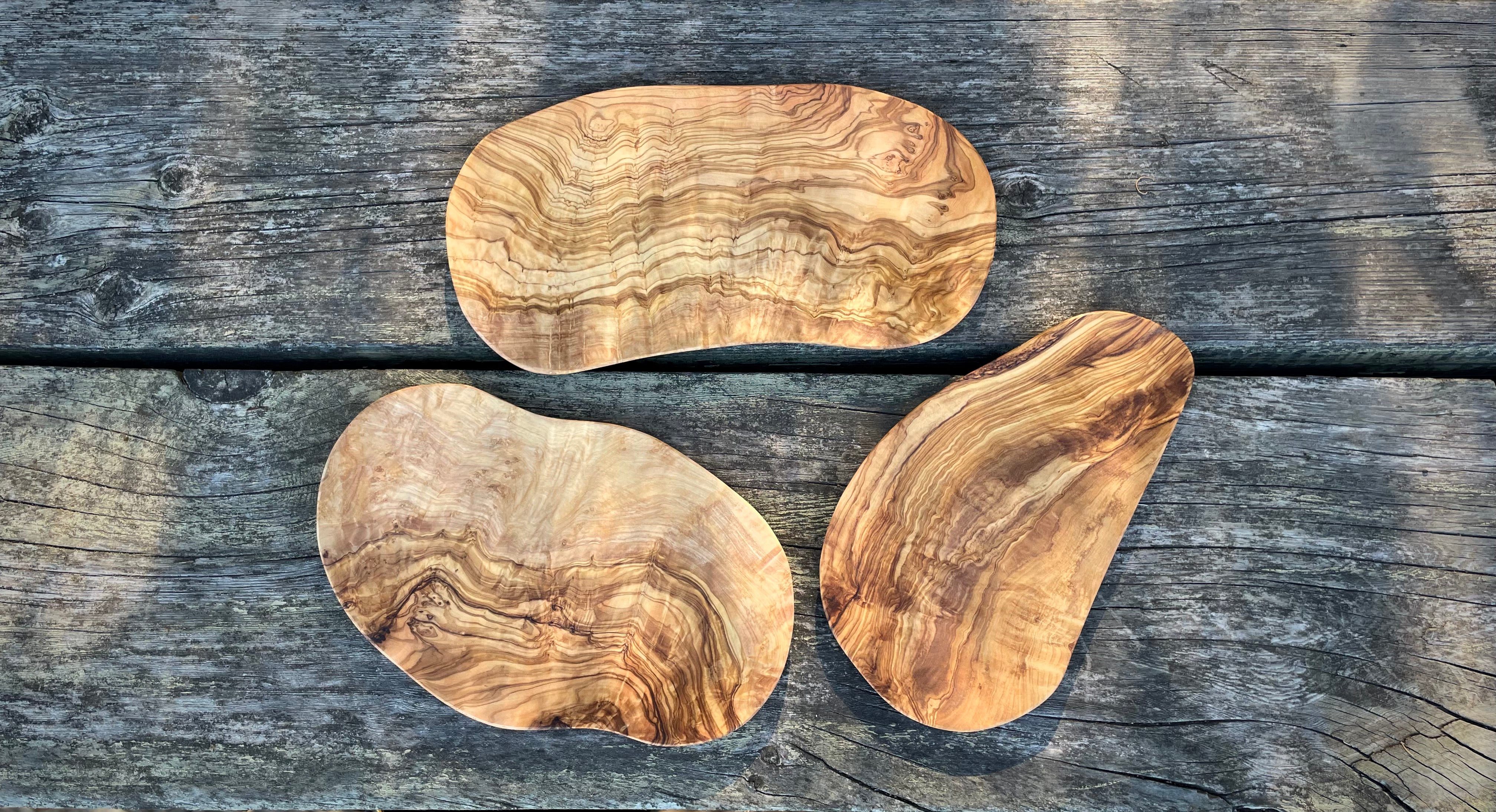 Olive Wood Serving and Charcuterie Platter Set (Set of 3)