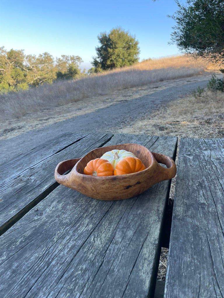Olive Wood - One-of-a-Kind Handled Bowl (32cm)