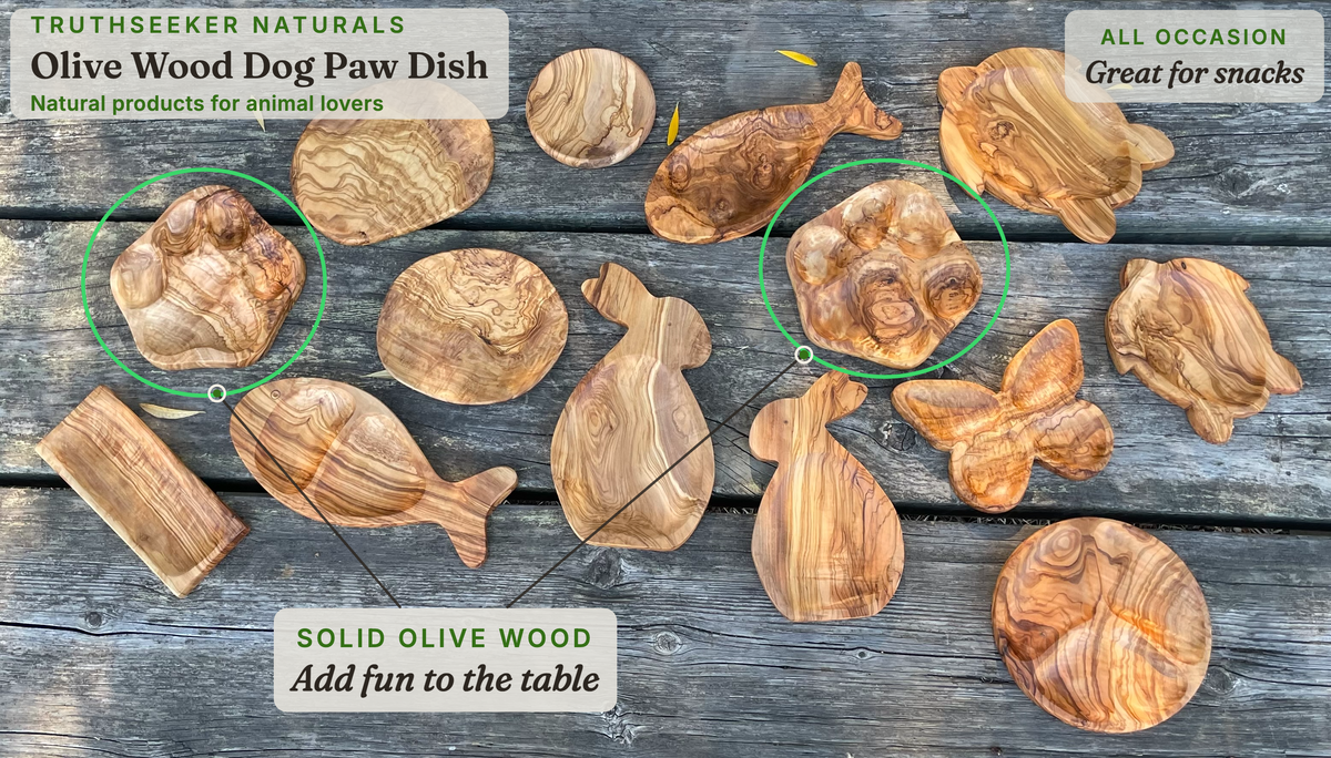 Olive Wood Dog Paw Plate – Kids' Snack Dish & Dog Lover Gift