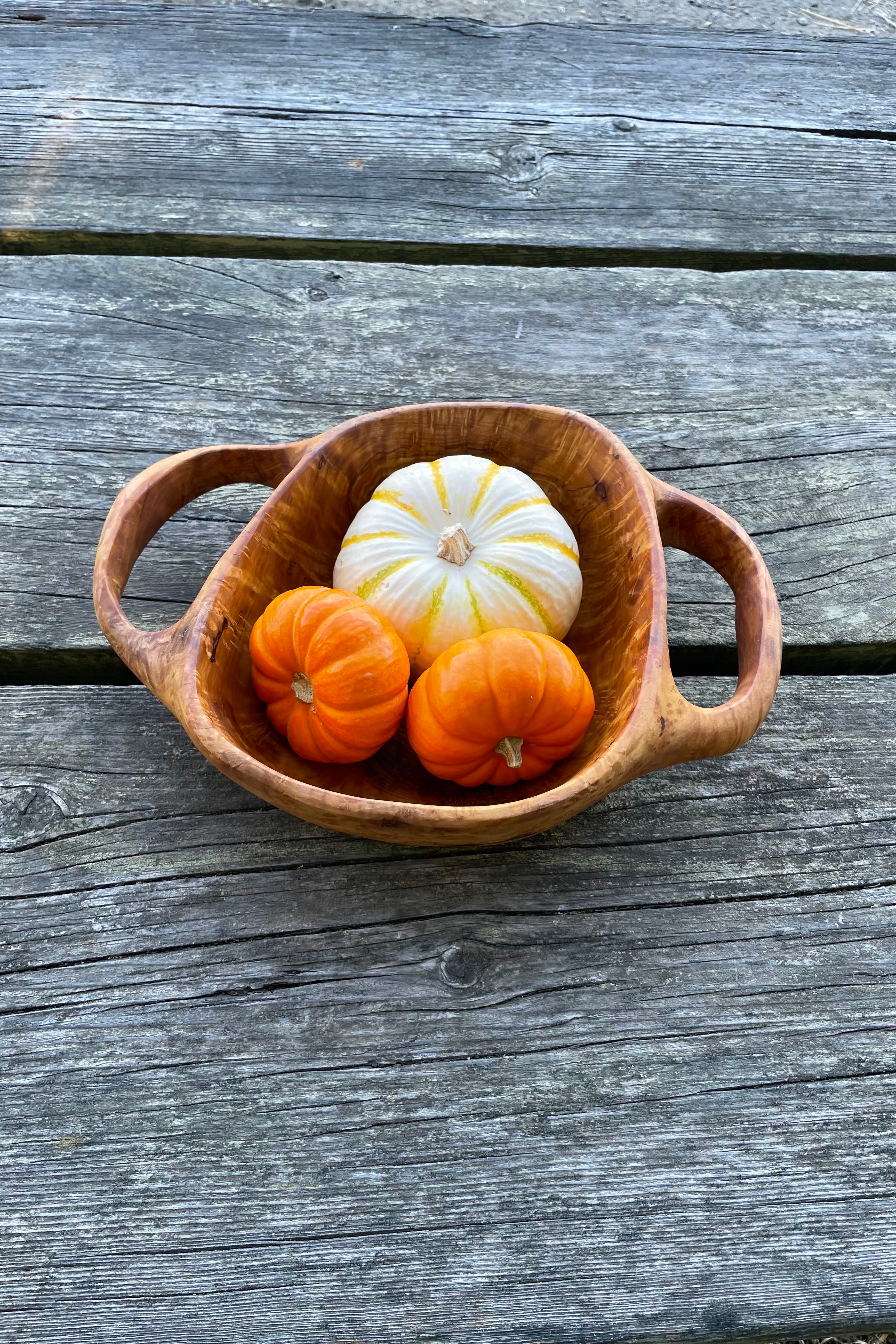 Olive Wood - One-of-a-Kind Handled Bowl (32cm)