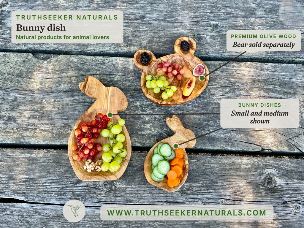 Olive Wood Bunny Plate – Handmade Kids' Snack Plate