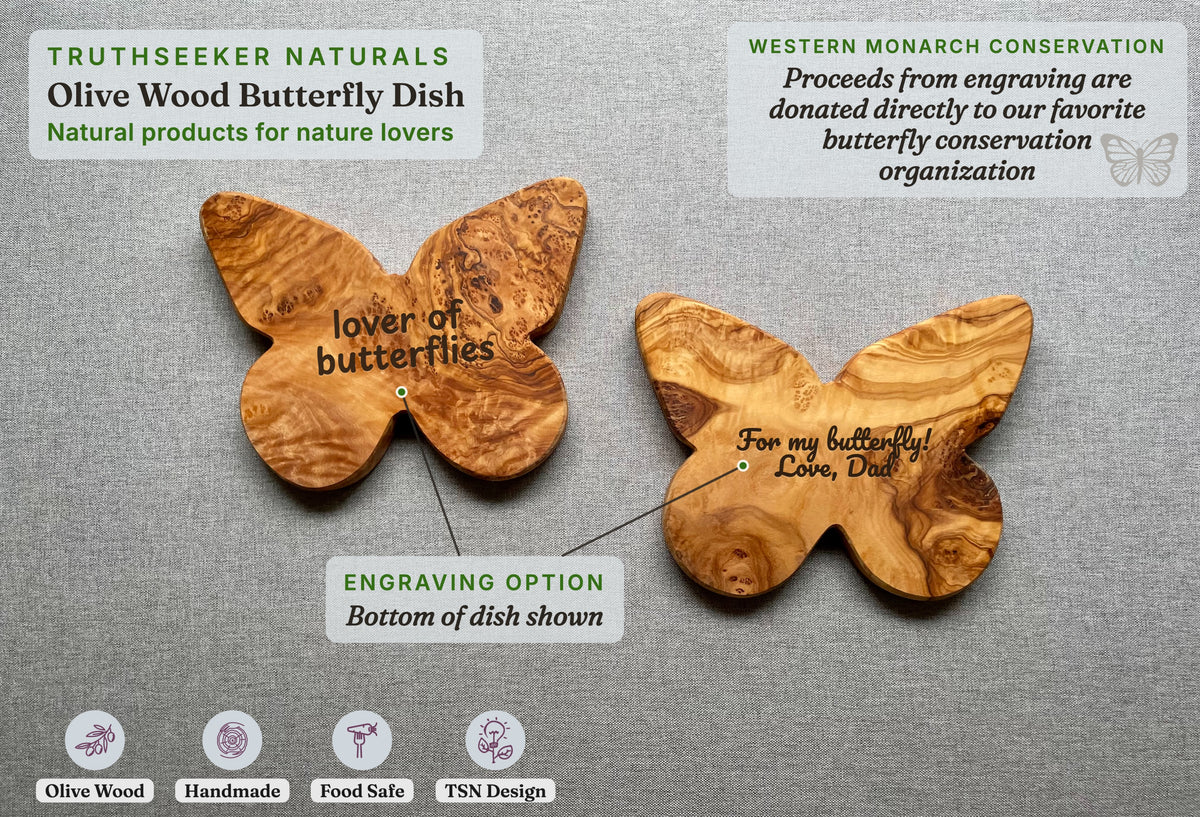 Olive Wood Butterfly Dish – Divided Snack Plate & Trinket Dish