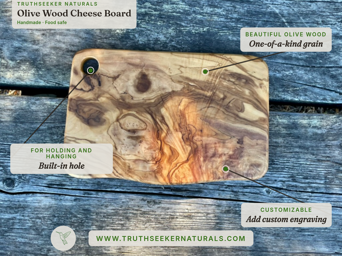 Olive Wood Cheese Board & Cutting Board – Handmade Charcuterie Board