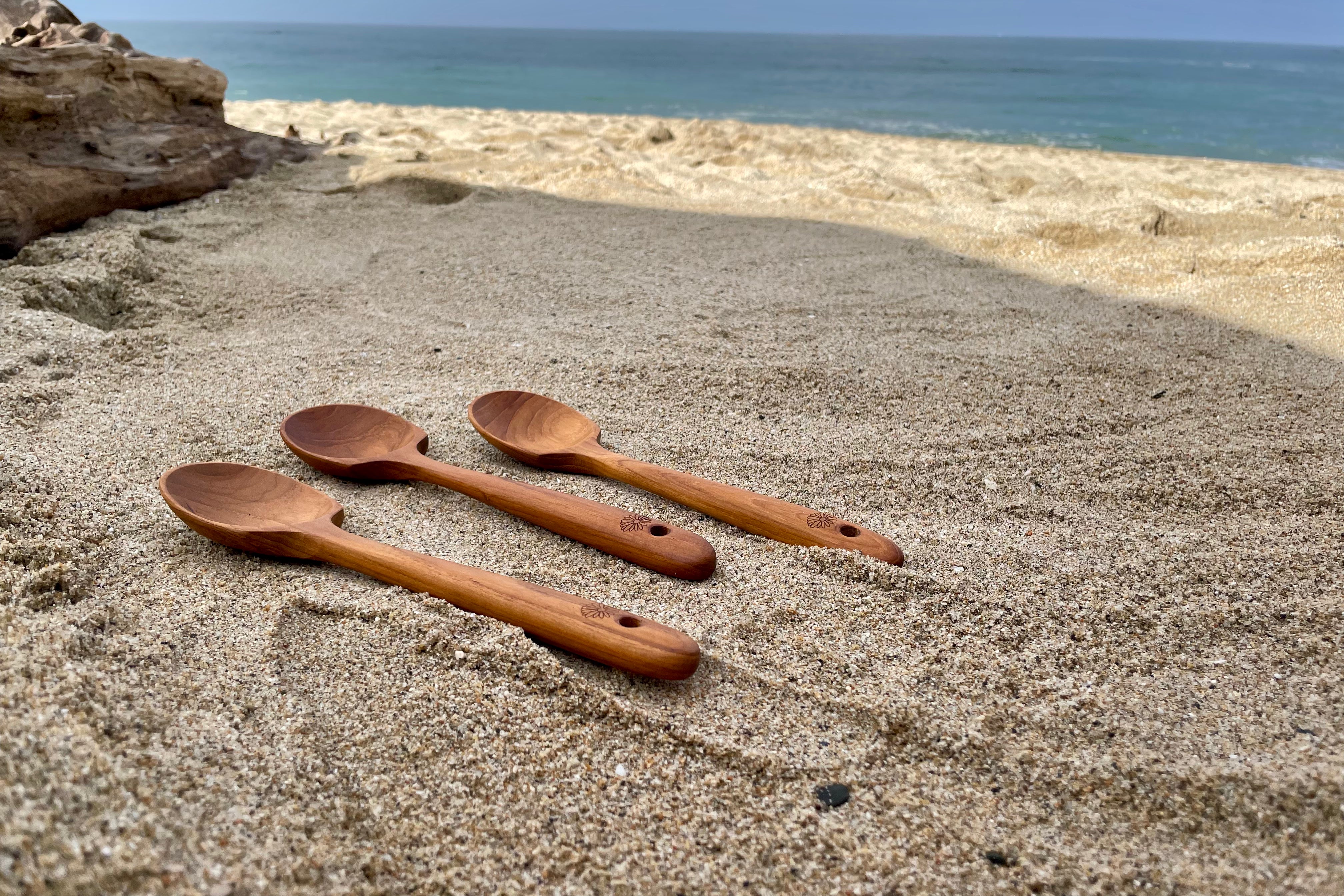 Teak Wood Serving Spoon Set – Wooden Serving Spoons (Set of 3 or 6)