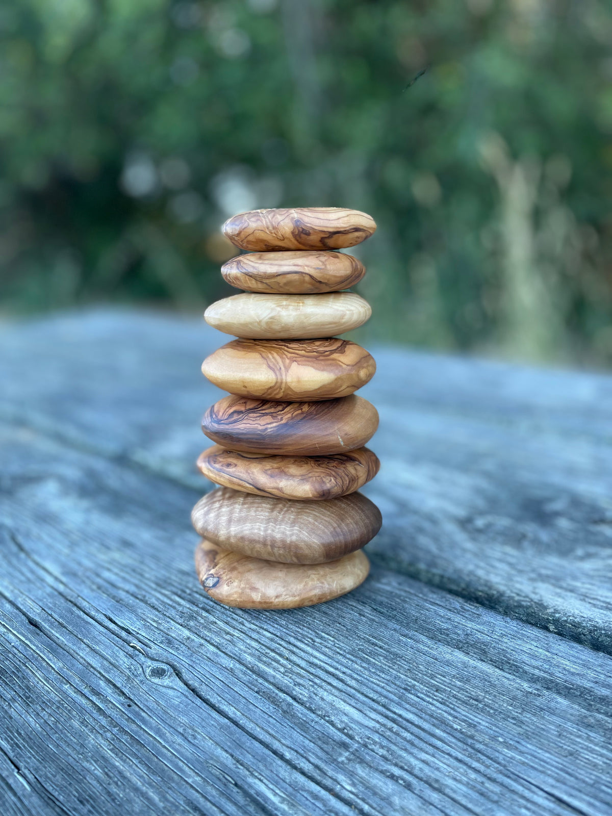 Olive Wood - Stacking Stones (Set of 8)