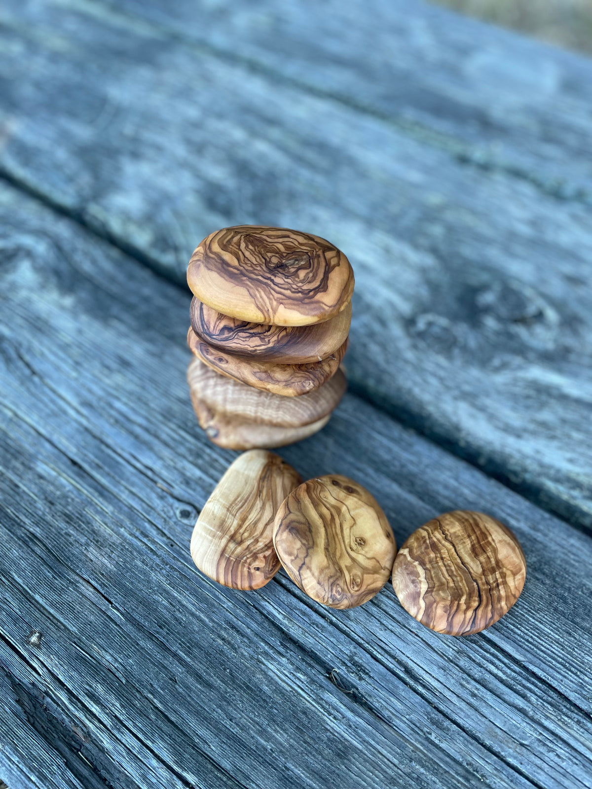 Olive Wood - Stacking Stones (Set of 8)