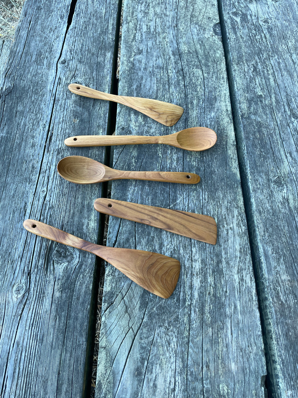 Teak Wood Cooking Utensil Set (5-Piece) – Wooden Spoons & Spatulas