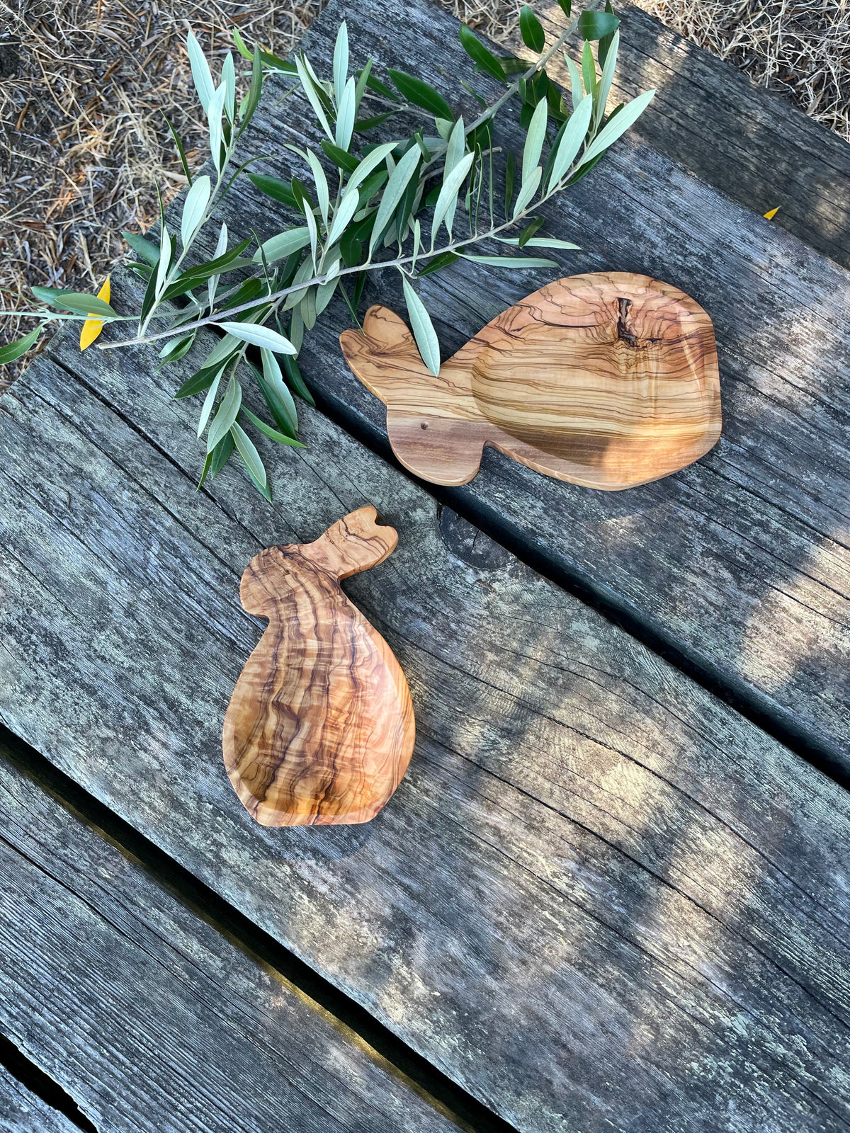 Olive Wood Bunny Plate – Handmade Kids' Snack Plate
