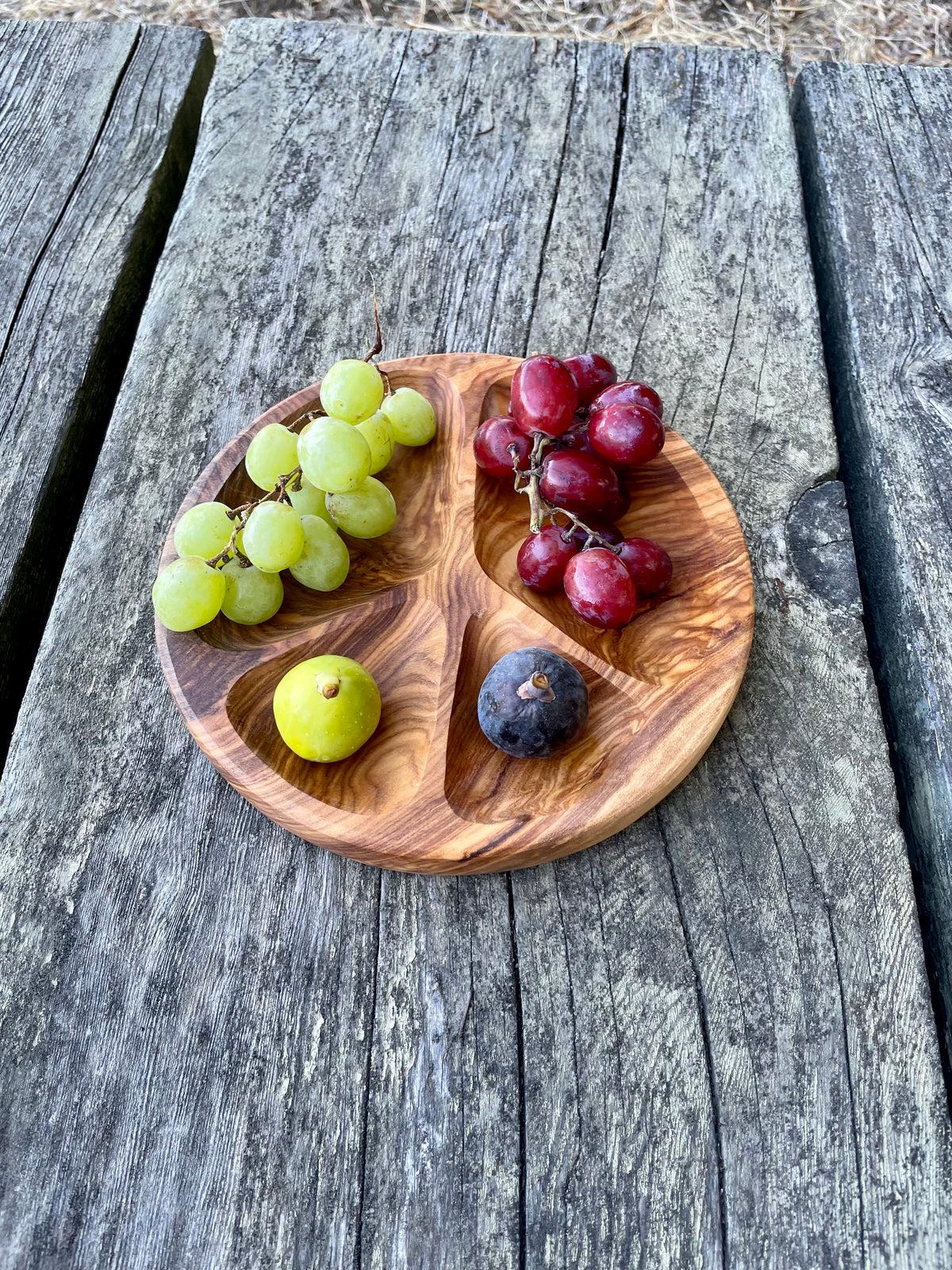 Olive Wood Peace Sign Plate – Handmade Round Trinket & Snack Plate