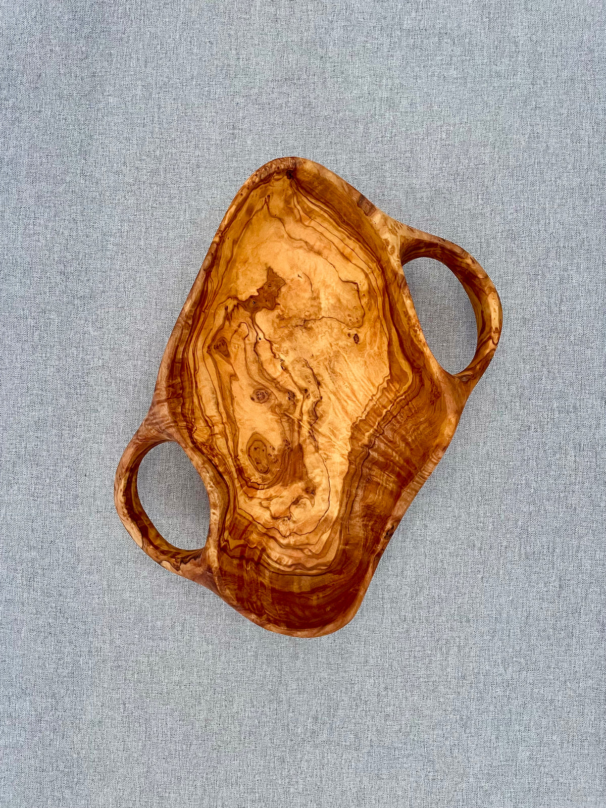 Olive Wood - One-of-a-Kind Bowl with Handles (30cm)