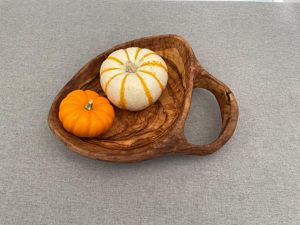 Olive Wood - One-of-a-Kind Single-Handle Bowl (28cm)