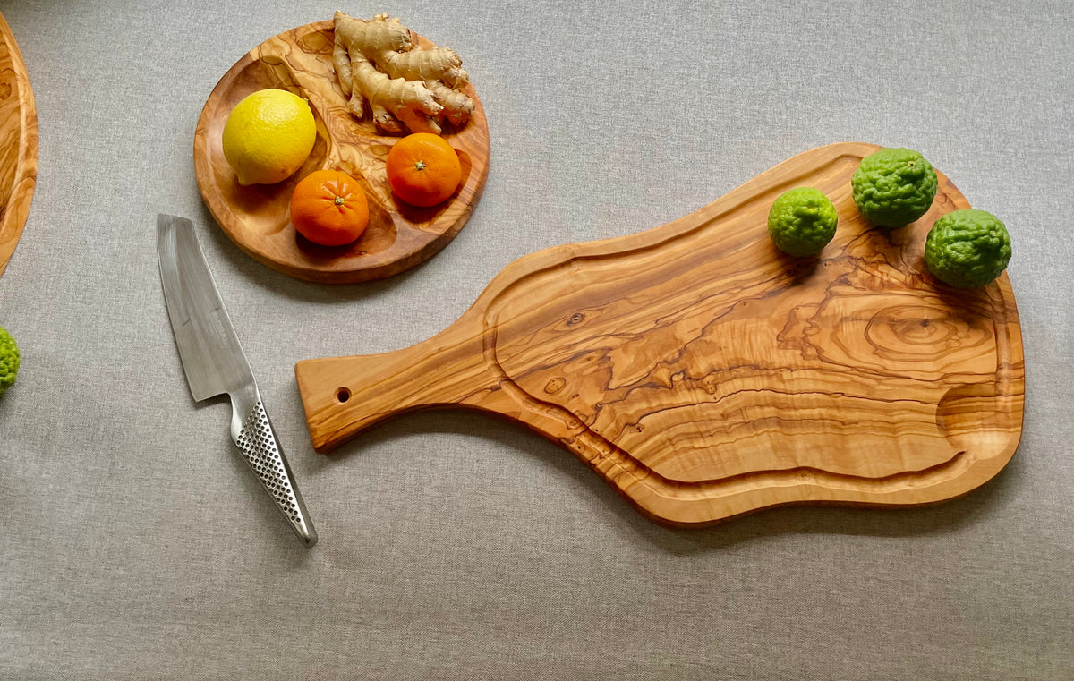 Olive Wood - Cutting Board with Handle (18 in, One-of-a-Kind)