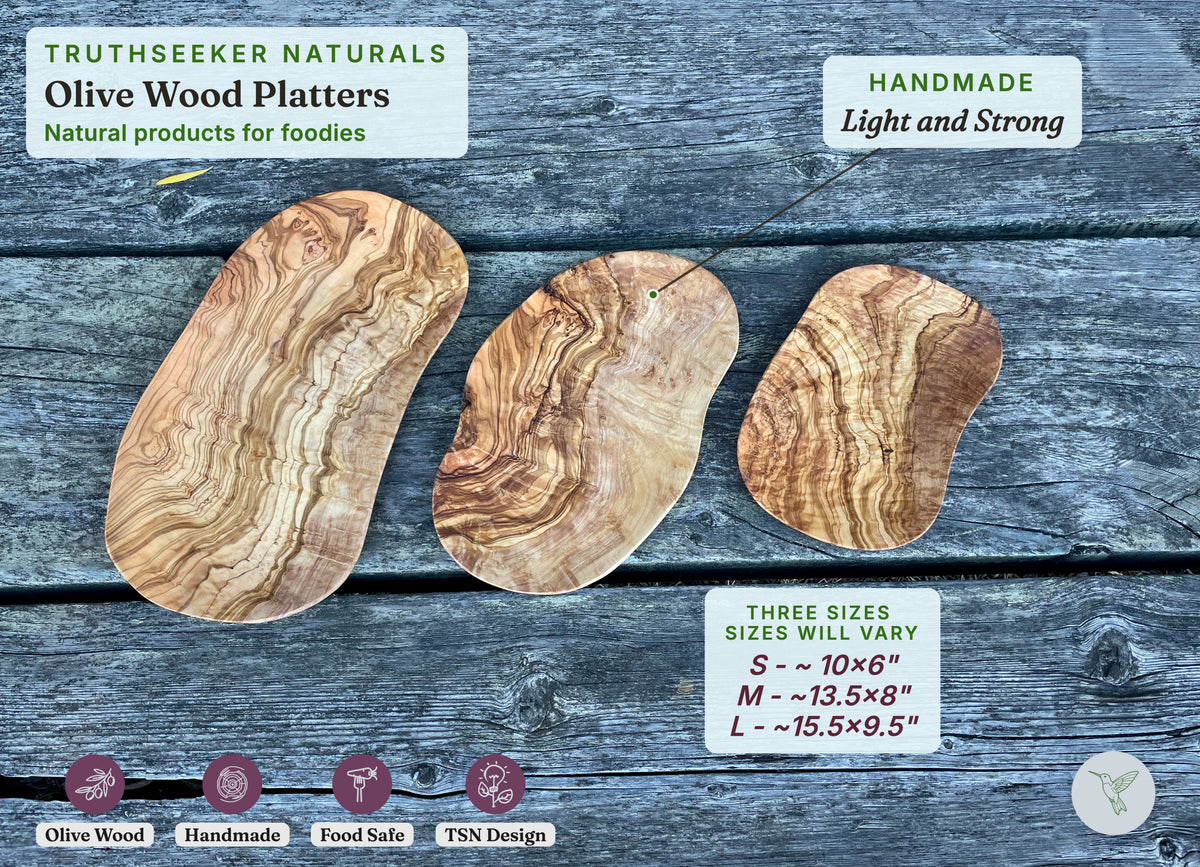 Olive Wood Serving and Charcuterie Platter Set (Set of 3)